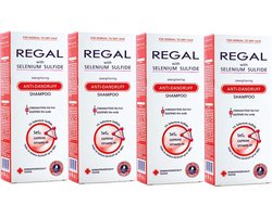 Regal Anti Roos Shampoo – 4 Stuks – Selenium Shampoo met Cafeïne en Niacinamide – Tegen Roos, Jeuk en Schilfering – Normaal tot Droog Haar – 4 x 200 ml