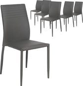 6 design stoelen set PU grijs