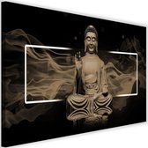 Schilderij Mediterende Boeddha , 2 maten , bruin zwart (wanddecoratie)