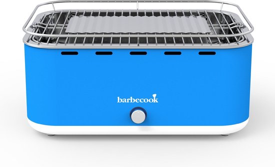 Barbecook Carlo Tafel BBQ - Houtskool Barbecue - Compact - Incl. Draagtas - 38,5x28,5 cm - Blauw