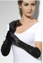 Zwarte lange glanzende handschoenen