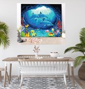 JDBOS ® Schilderen op nummer Volwassenen met frame (hout) – dolfijnen in onderwaterwereld met vissen - Verven volwassenen - 40x50 cm