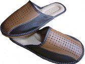 Heren pantoffels schoenmaat 44 slofjes van echt leer met een rubberen zool slippers