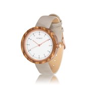 HOT&TOT | Vita - Houten horloge voor dames - Vegan leer - 36mm - Zebrano hout - Roségoud