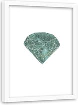 Foto in frame , Groene diamant , 80x120cm , wit groen, wanddecoratie