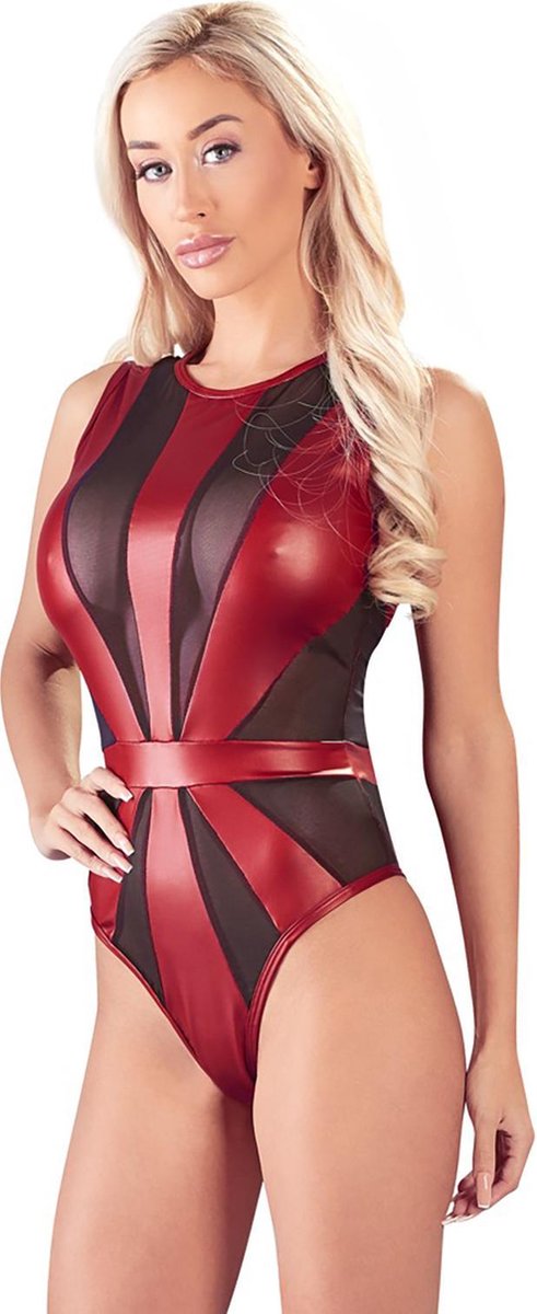 Trendy Body Metallic Rood / Transparant Zwart - Medium