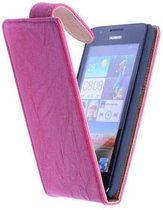 Washed Leer Classic Hoesje - Geschikt voor HTC One M8 Roze