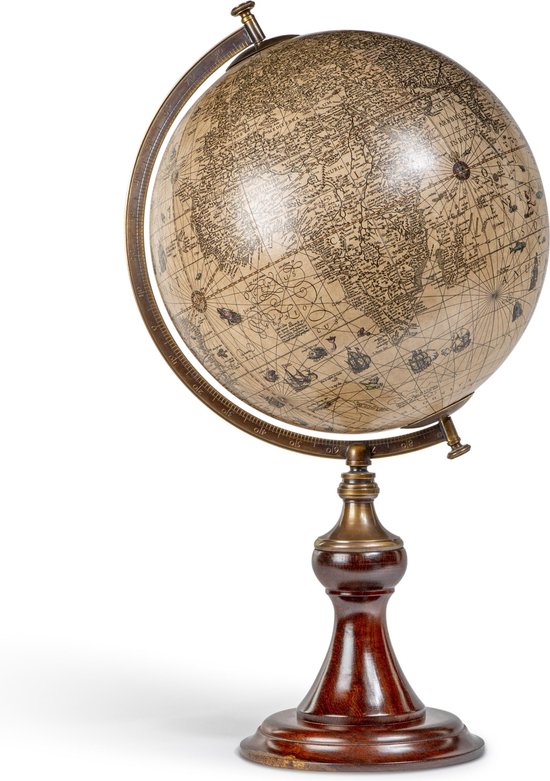 Authentic Models - Hondius 1627, klassieke voet - Wereldbol - wereldbol decoratie - Woonkamer decoratie - Ø 34,5 Cm
