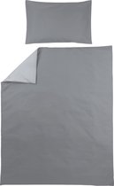 Meyco de dekbedovertrek + taie Meyco Uni - 120x150 cm - gris / gris clair