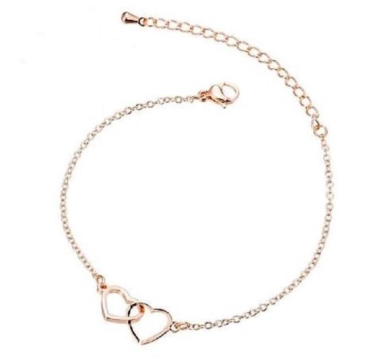 Bracelet MRLK® or rose double cœur - bracelet avec 2 coeurs - cadeau petite  amie -... | bol.com