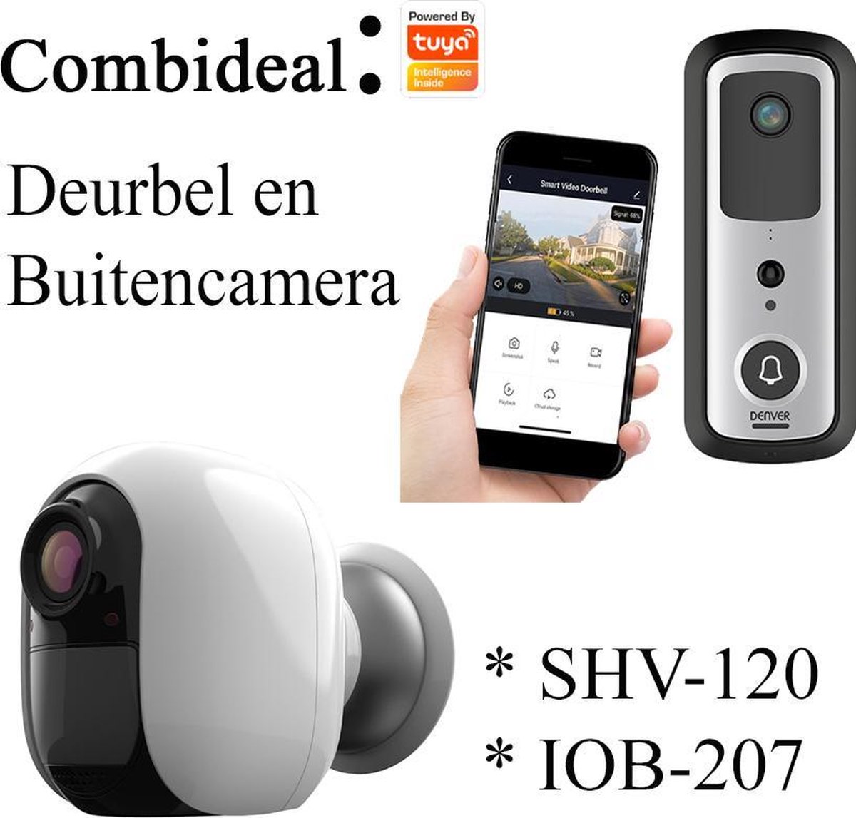 Denver Tuya Smart Combideal: SHV-120 smart deurbel + IOB-207 smart buiten  camera | bol.com