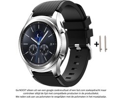 Zwart Siliconen Bandje voor 22mm Smartwatches van Samsung, LG, Seiko, Asus, Pebble, Huawei, Cookoo, Vostok en Vector – 22 mm rubber smartwatch strap - Gear S3 - LG Watch