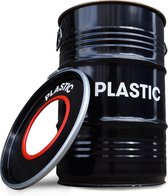 BinBin Hole Plastic- industriële metalen prullenbak 60 Liter- Olievat afvalscheidingsprullenbak voor plastic afval