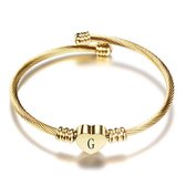 24/7 Jewelry Collection Hart Armband met Letter - Bangle - Initiaal - Goudkleurig - Letter G