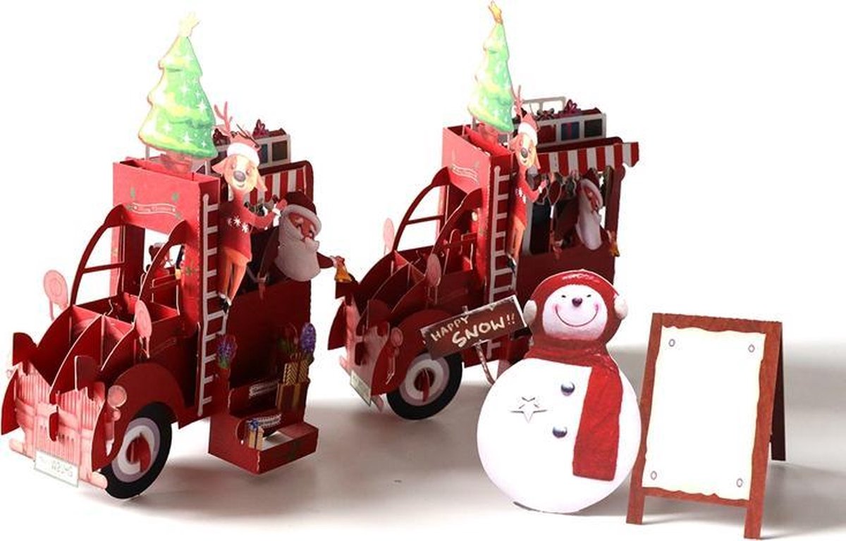 3D kerstkaart Kerstman Citroën 2CV eend Felicitatie