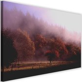 Schilderij bomen in de mist, 2 maten, roze/rood, Premium print