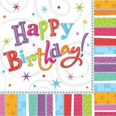 AMSCAN - Gekleurde Happy Birthday servetten - Decoratie > Papieren servetten