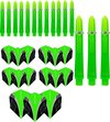 Afbeelding van het spelletje ABCDarts Tribal Dart Flights - Edgeglow Dart Shafts Short -  Groen - 5 sets