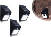 Buitenlamp met bewegingssensor - Wandlamp buiten - Buitenlamp op zonne energie - 3 Stuks - Zwart