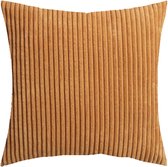 Luxe Sierkussen Rib Oker - 45 x 45 cm - polyester - wonen - interieur