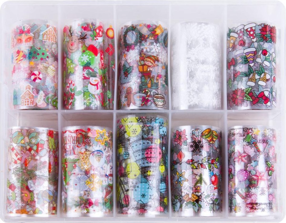 Goedkoopste Nagel transfer folie nail art set (01) Christmas - Nail art - Complete set 10 stuks