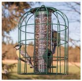 Bird Feeder - Voedersilo Voor Kleine Vogels Met Beschermkooi - 4 Zitstokjes - Groen - Metaal