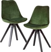 Pippa Design set van 2 fluwelen eetkamerstoelen - groen