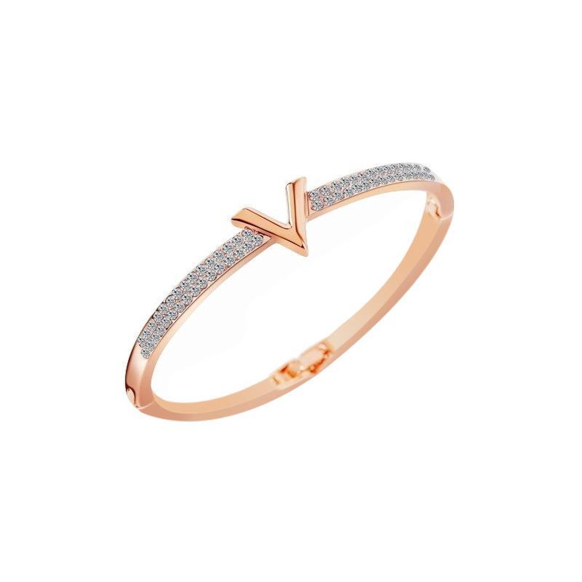 Shoplace Victoria kristallen armband dames - 19cm - Rose goud - Valentijn cadeautje voor haar