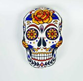 Mexicaanse Doodskop Kussen – Sugar Skull - Dia de los Muertos - Happy Halloween – Doodshoofd Oranje Roos – SierKussen - Super Zacht – Wasbaar – Decoratie – Calavera