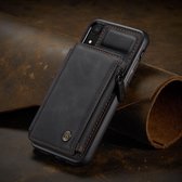 Leren hardcase met portemonnee iPhone XR - Zwart