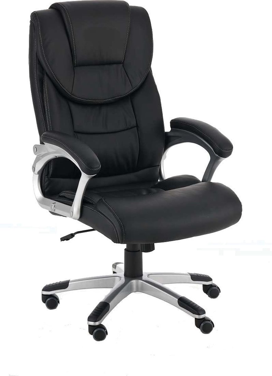 Bureaustoel - Kantoorstoel - Duurzaam - Gewatteerd - Kunstleer - Mat zwart - 67x74x122 cm