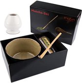 Matcha set inclusief handgemaakte matcha kom, Bamboe matcha klopper, chasen houder en bamboe maatschep - Complete Matcha Set