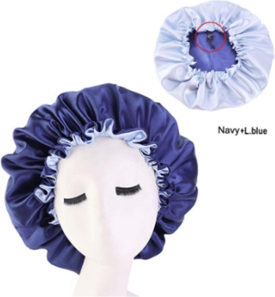 Slaapmuts Hair Blauw Haar van Satijn Satin Satijnen...