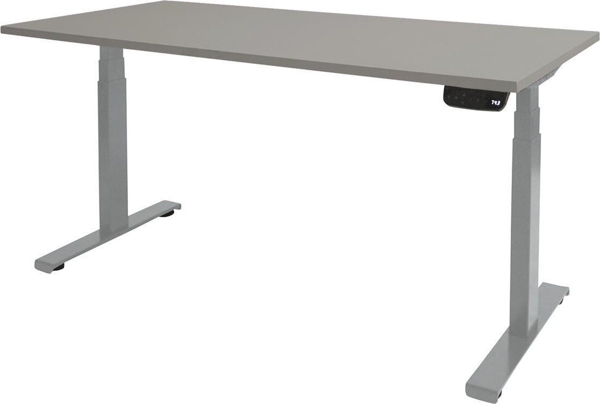 RoomForTheNew Bureau Heathrow plus-Desk - Zit sta Bureau - Zit sta Bureau Elektrisch - Gaming Bureau - Game Bureau - Verstelbaar Bureau - standing Desk--Grijs blad-Aluminium  onderstel- 120x80