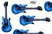 10x Opblaasbare gitaar 55cm blauw - muziek gitaren fun festival thema feest band pop