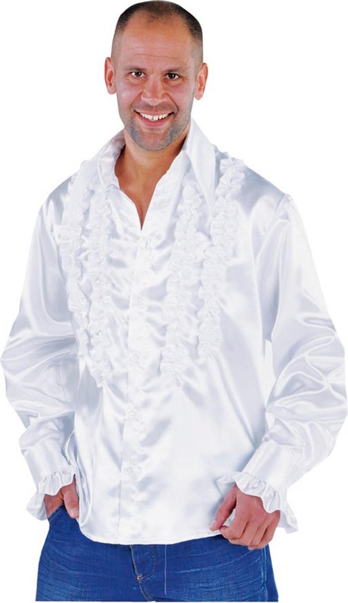 Magic By Freddy Verkleedblouse Rouches Heren Polyester Wit Mt L