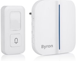 Byron DBY-23422 Draadloze deurbel - Ontvanger met stekker - Deurbeldrukker heeft geen batterijen nodig - Waterdicht - Wit - 100m Bereik - 80 dB - 32 Melodieën