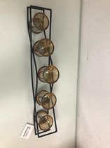 Waxinelichtjeshouder - zwart metaal met glas - 50cm