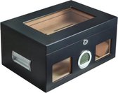 Humidor Zwart met Digitale Hygrometer en Venster 370 x 245 x 178mm