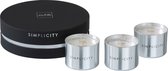 J-Line Doos 3Geurkaarsen Simplicity Wax Zwart/Zilver-18U