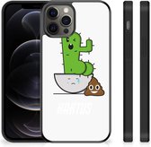 Smartphone Hoesje Geschikt voor iPhone 12 Pro Max Beschermhoesje met Zwarte rand Cactus Poo