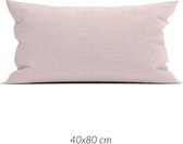2x housses de coussin Luxe aspect lin rose | 40 x 80 | Finement tissé | Doux et respirant
