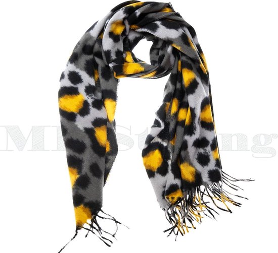 Echarpe hiver châle imprimé léopard léopard - laine viscose - noir ocre  jaune gris | bol.com