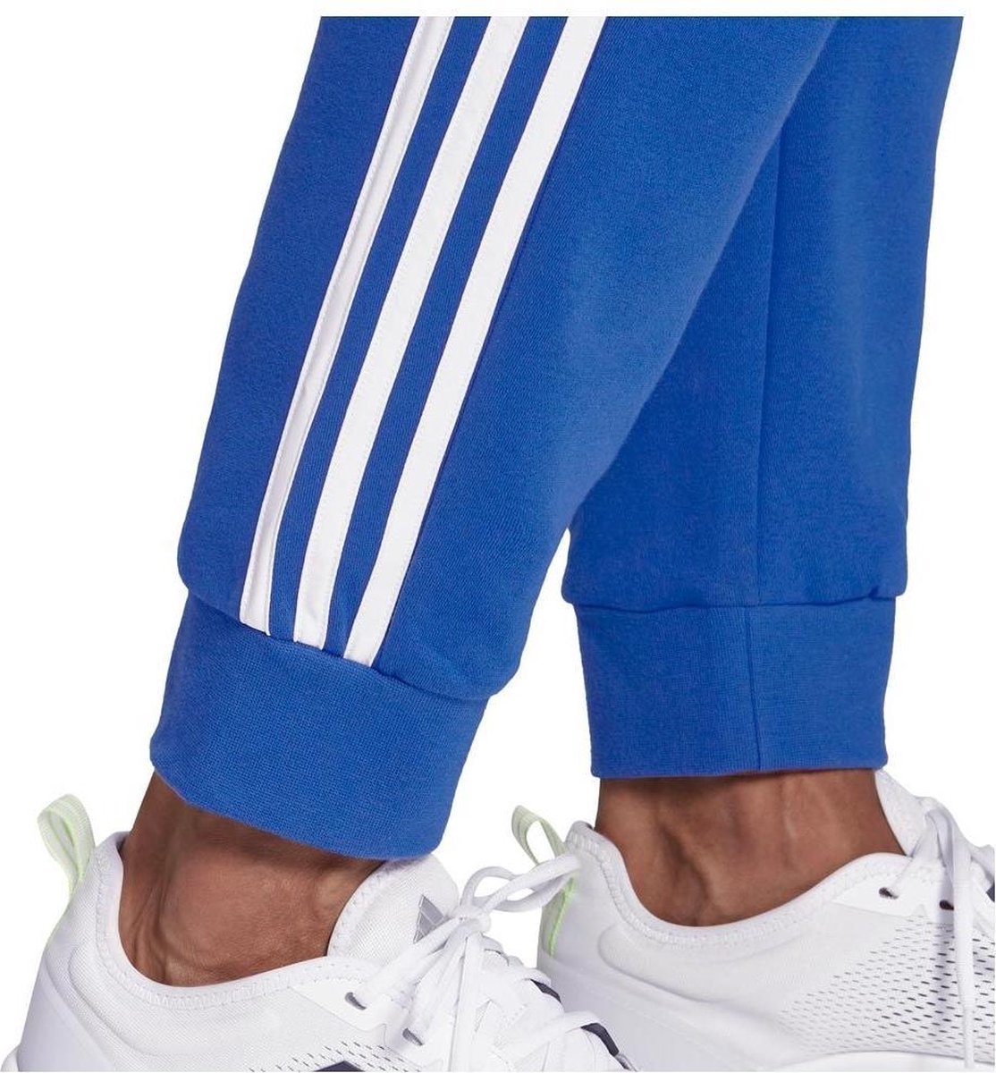 adidas Essentials 3-Stripes Fleece trainingsbroek heren blauw/wit | bol.com