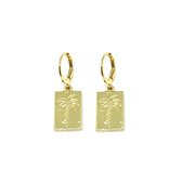 Palmtree tag earrings - Goud
