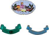 JEM Christmas Optional Extras Set/4|Speelgoed, Cadeautjes, Kind en Banner Merry Christmas|Uitstekers voor taartdecoratie