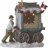 LuVille Kerstdorp Miniatuur Popcornkraam - L11 x B7,5 x H12 cm