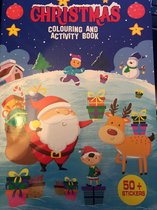 kleurkerstboek en spellen - kerstboek met 50 stickers