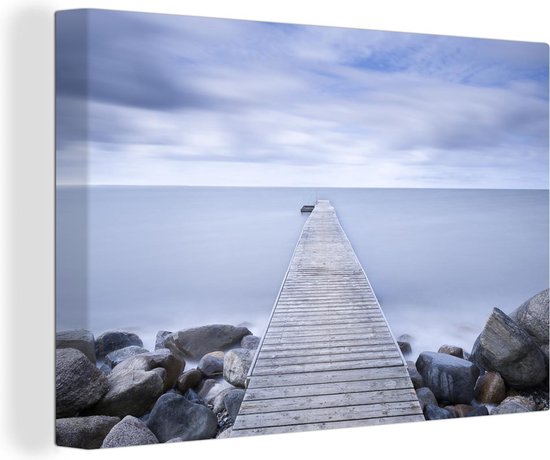 Foto: Canvas schilderij scandinavische steiger aan de kust van denemarken 120x80 cm wanddecoratie