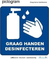 Handen desinfecteren | Corona sticker | 10x10cm pictogram